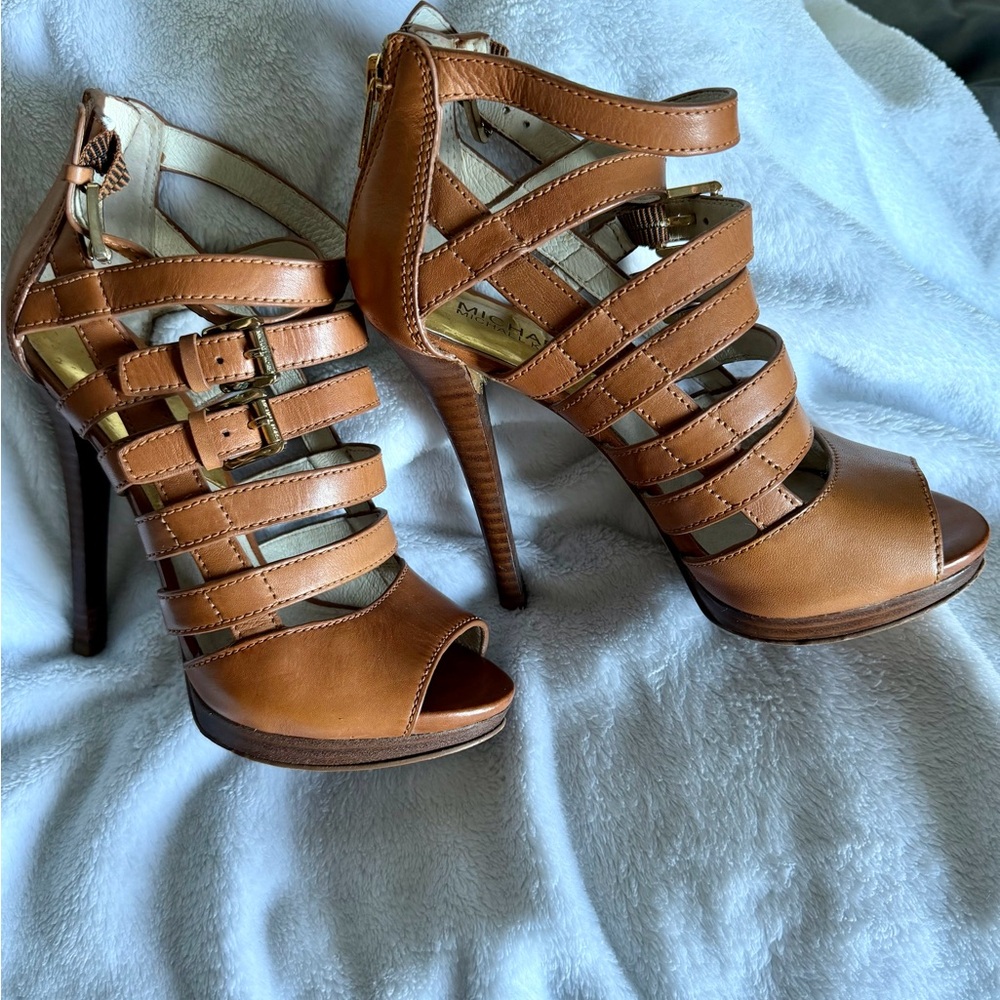 Michael Kors Tan Strappy High Heel Sandals